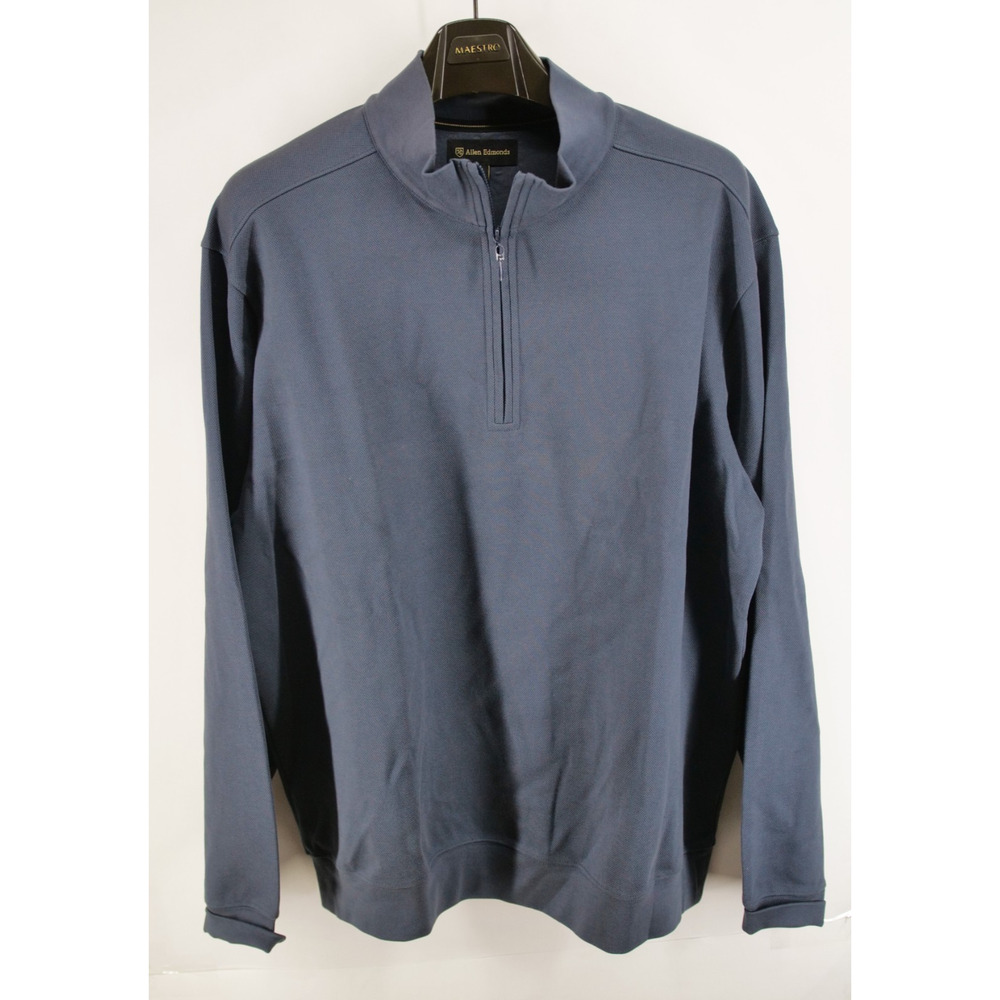 Allen Edmonds Men's Blue 1/4‎ Zip 100% Pima Cotton Pullover Sweater 2XL